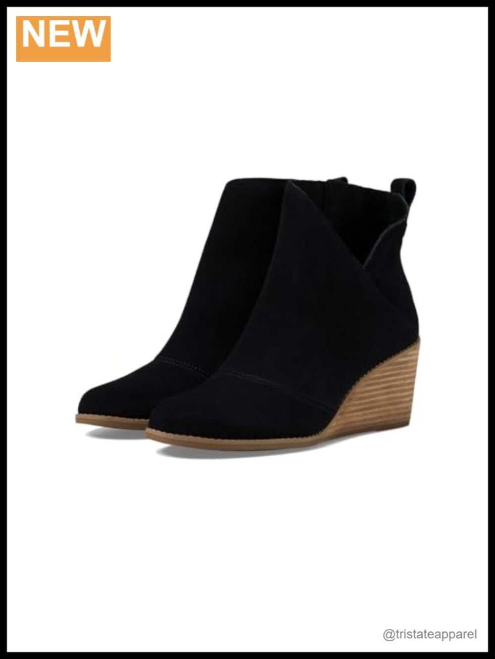 TOMS Sutton Ankle Boot Wedge Bootie Suede Medial Zipper OrthoLite